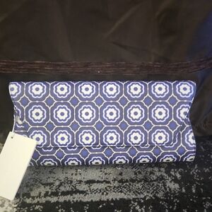 Blue Floral Geometric Foldover Clutch